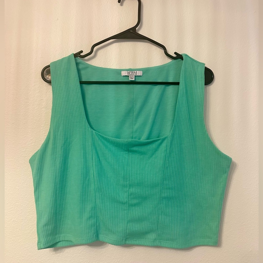 AFRM Green Crop Tank Top Sleeveless